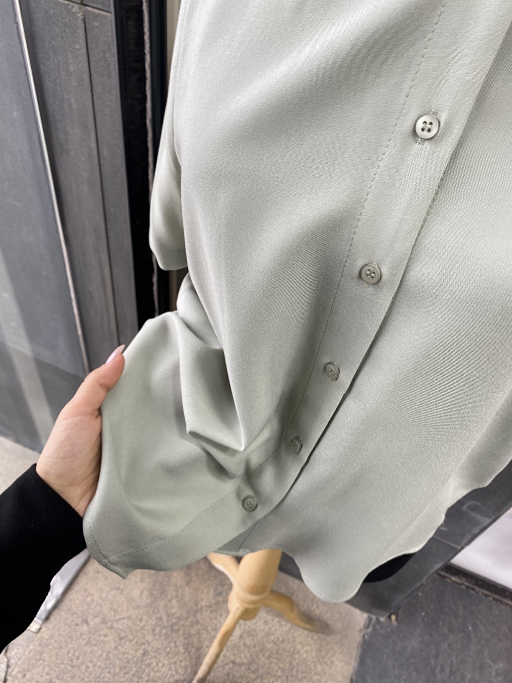 Yeşil Kısa Kollu Salaş Viskon Gömlek-2