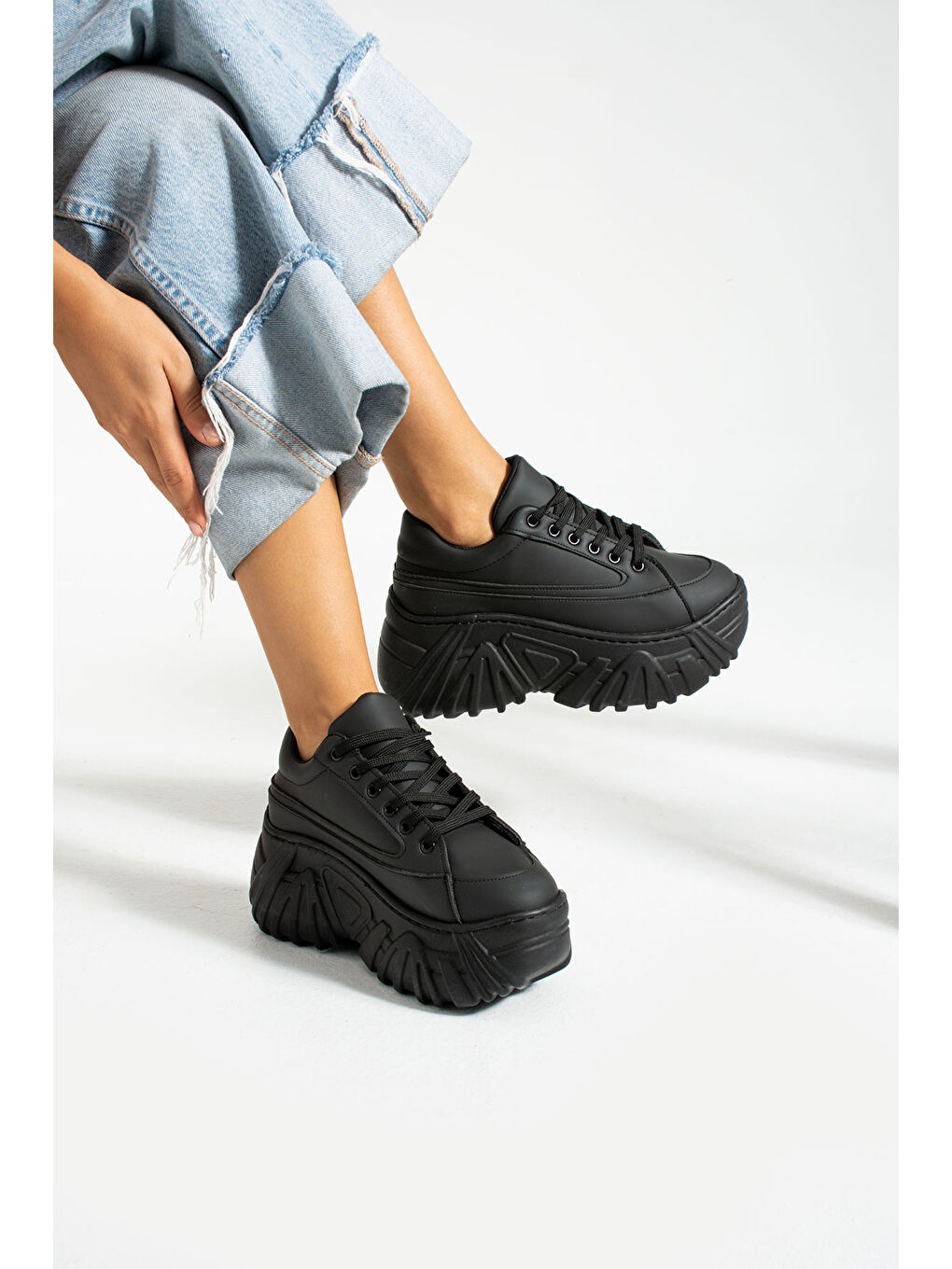 Siyah KADIN YÜKSEK TABAN SNEAKERS-2