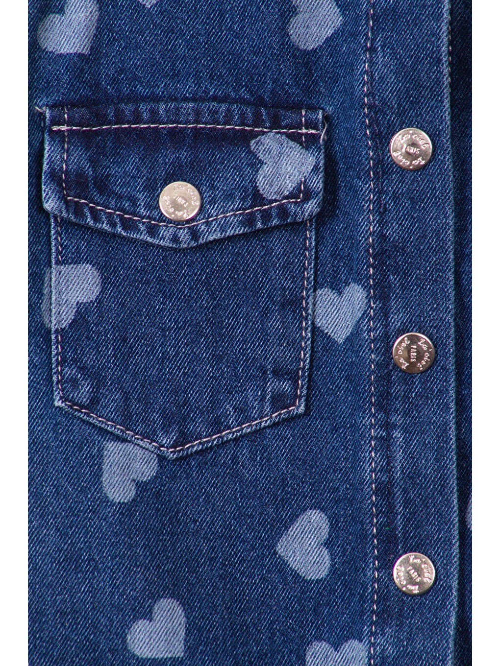 Mavi Kız Çocuk Kalp Desenli Jean Ceket - Ve Sevimli Denim Mont-1