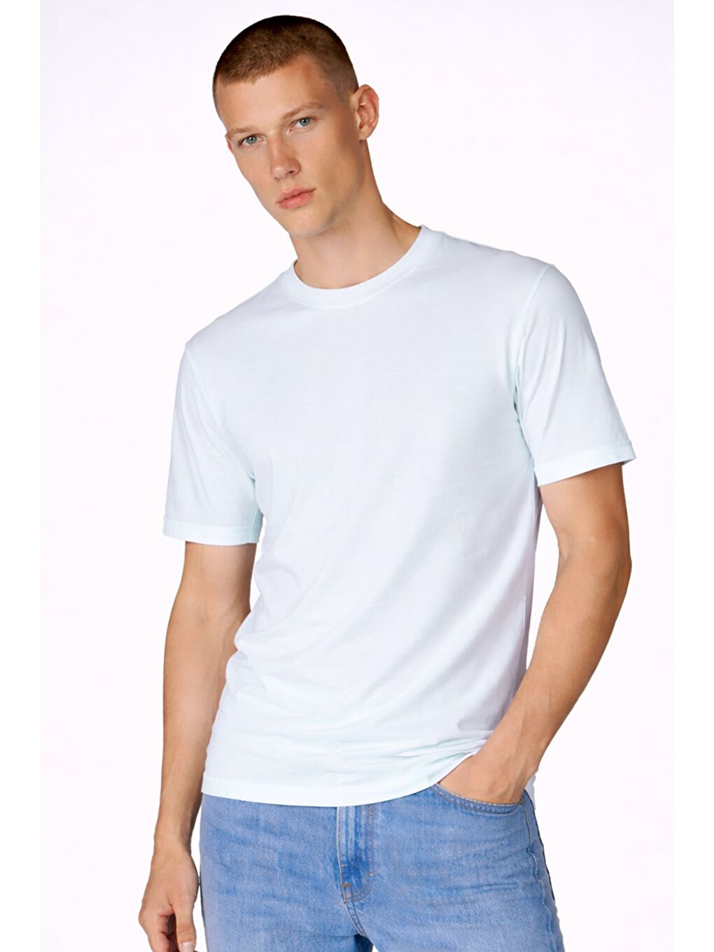 Yeşil Giotelli Erkek Mint Normal Kesim Regular Fit Dokuma Bisiklet Yaka Tişört-1