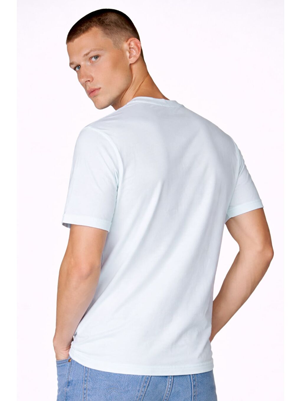 Yeşil Giotelli Erkek Mint Normal Kesim Regular Fit Dokuma Bisiklet Yaka Tişört-4