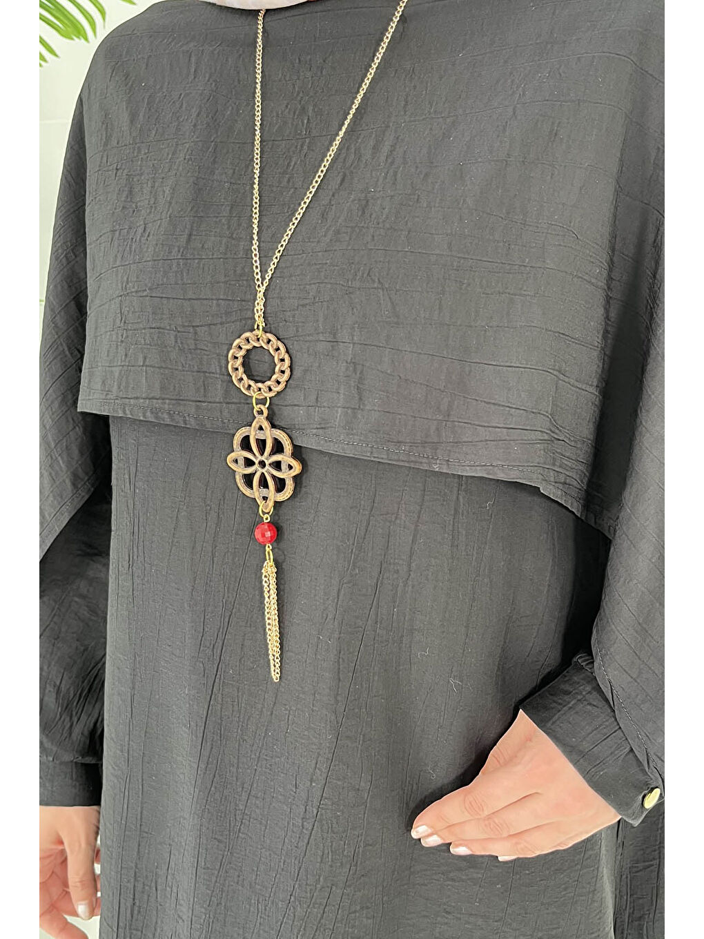 Pelerin Detaylı Takım Siyah - 27006-6