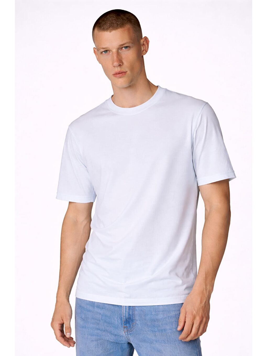 Yeşil Giotelli Erkek Mint Normal Kesim Regular Fit Dokuma Bisiklet Yaka Tişört-5