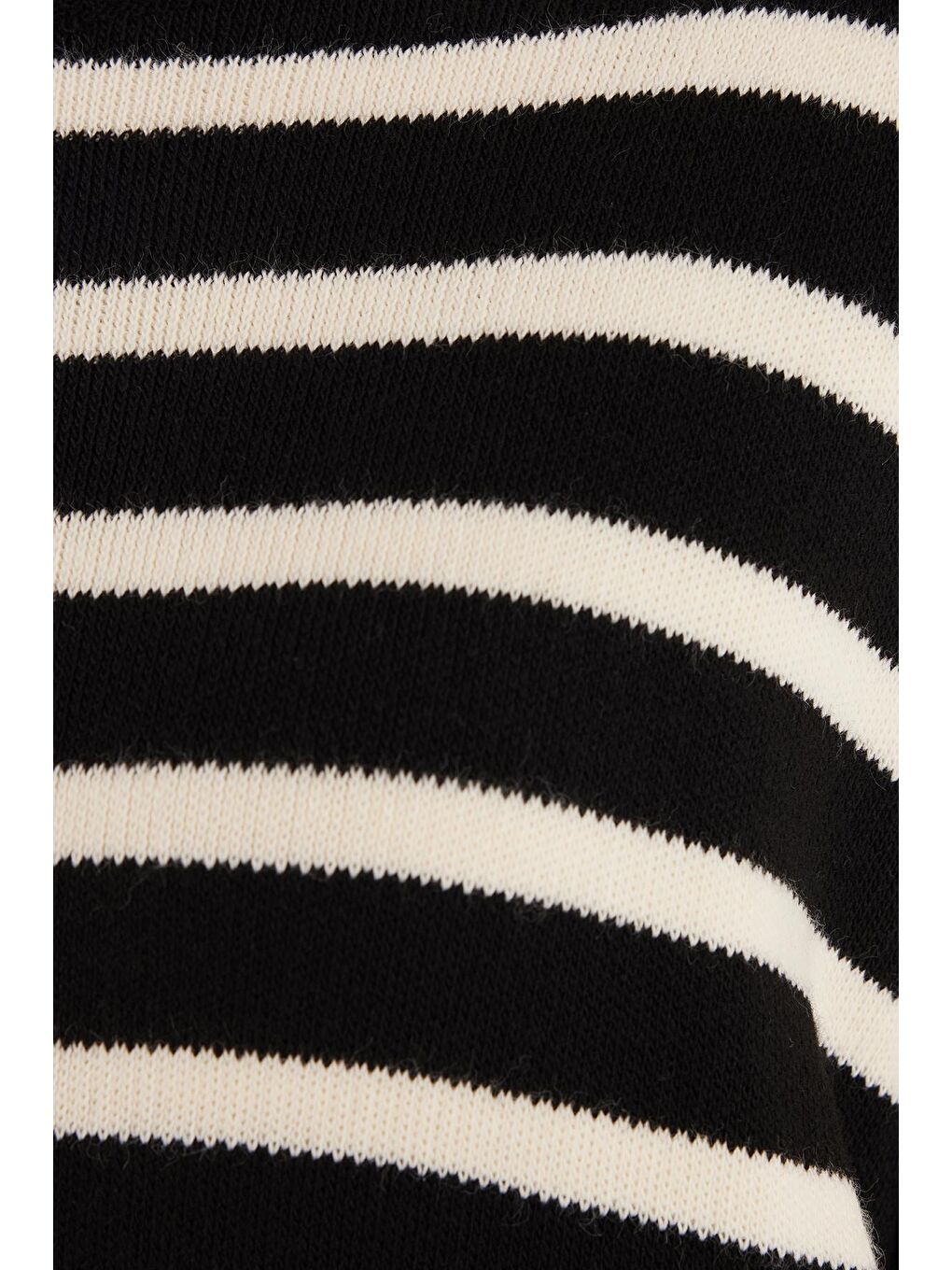 Kadın Oversize Geniş Kesim Bisiklet Yaka Çizgili Siyah Kazak-5