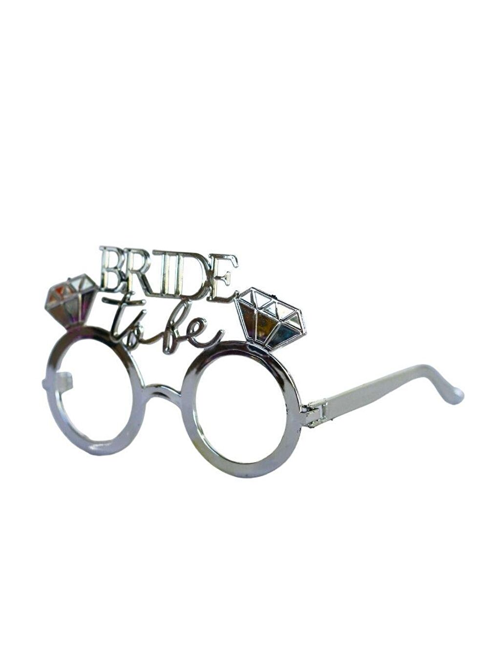 Gri Bride to be Bekarlığa Veda Partisi Gözlüğü Tek Taşlı Bride Gözlük Gümüş-1