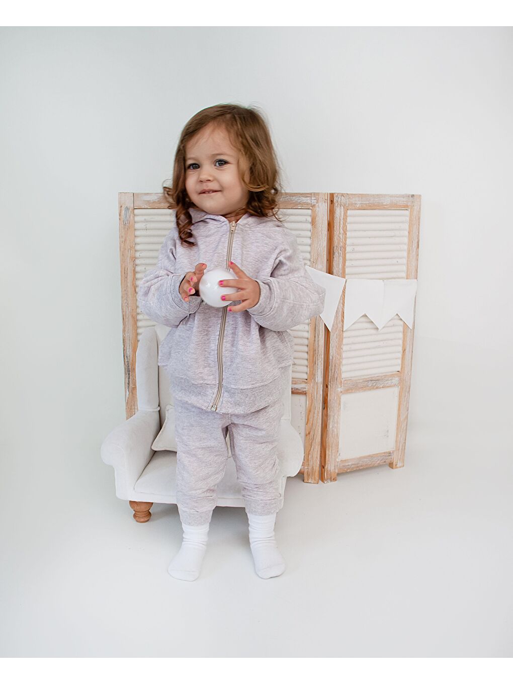 Ekru Fermuarlı Kapüşonlu Tek Sweat-1