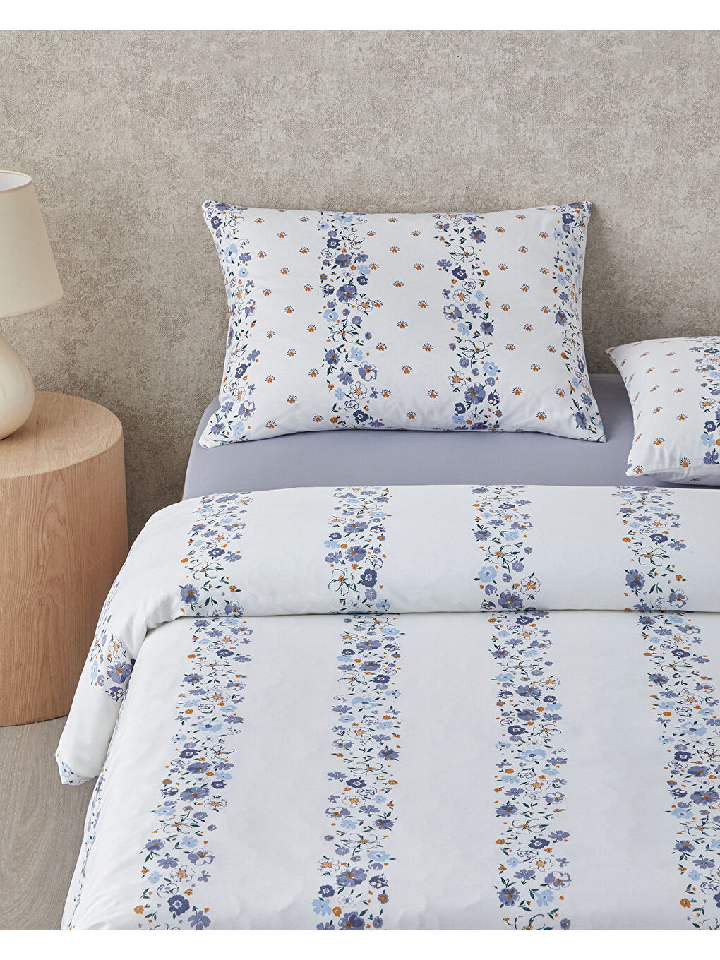 Floret Line Pamuk Çift Kişilik Nevresim Takımı 200x220 cm Mavi-2