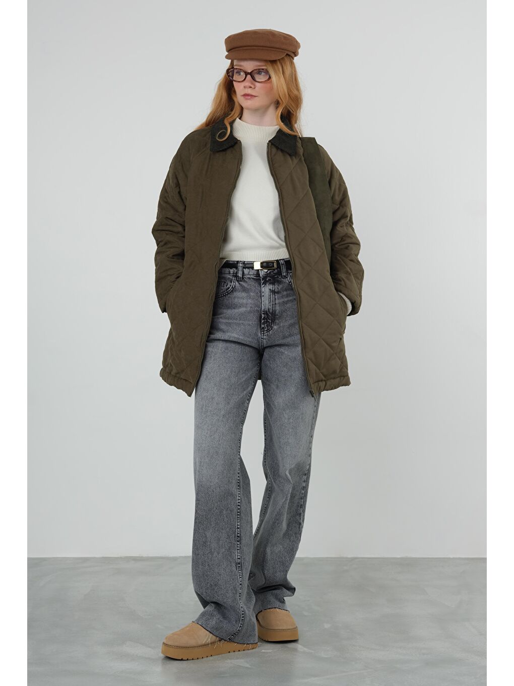 Süet Kapitone Mont Haki-1