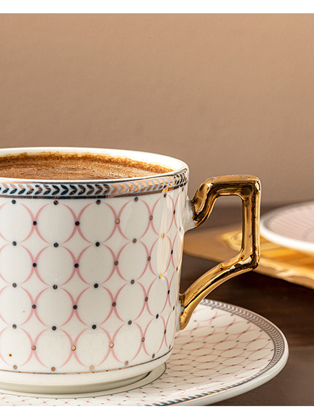 Rabecca New Bone China Kahve Fincan Takımı 4 Parça 2 Kişilik Pembe-1