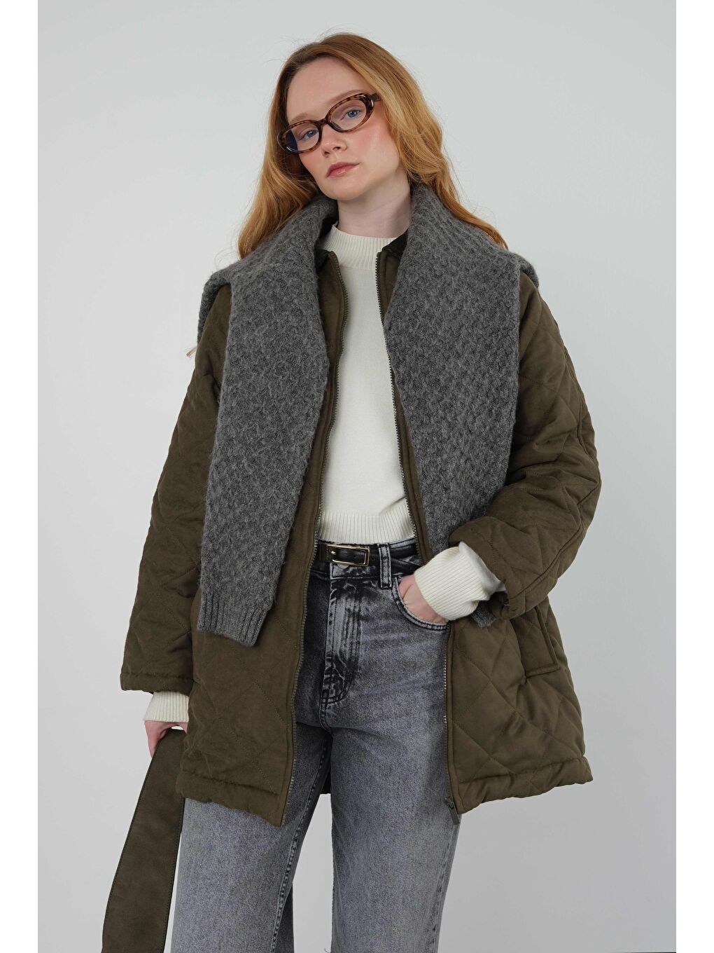 Süet Kapitone Mont Haki-4