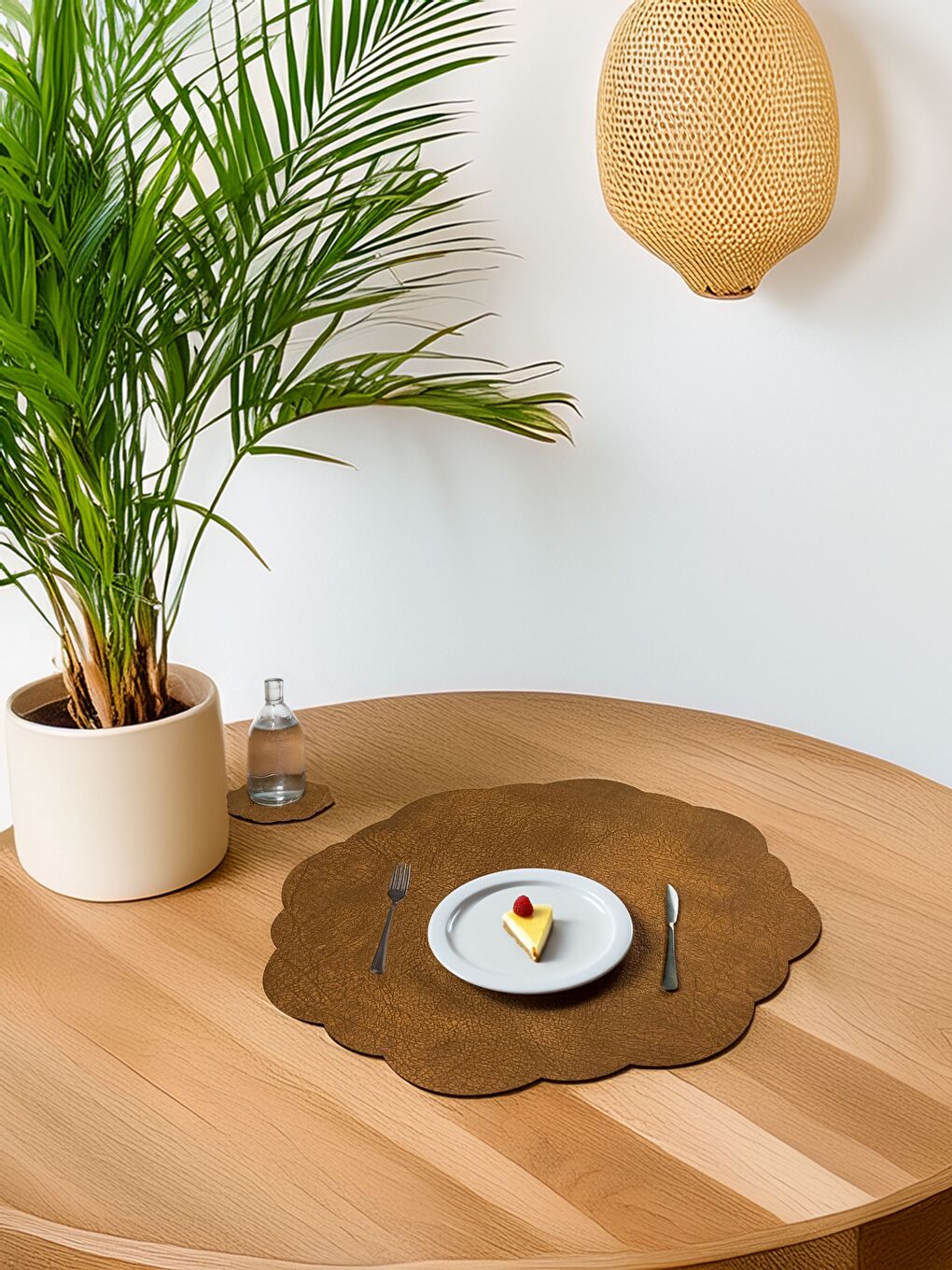 Turuncu Mermer Kırçıl Desen Dalga Model Kiremit Su Tutmaz 2 Kişilik 4 Parça  Amerikan servis