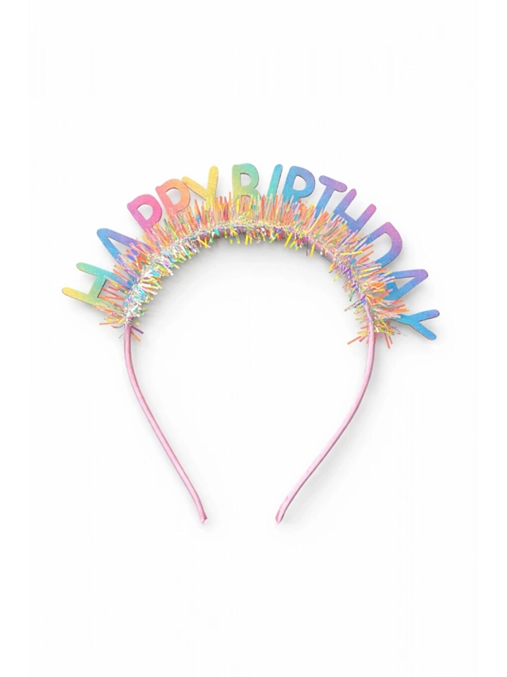 Karışık Çok Renkli Saçaklı Happy Birthday Temalı Kız Çocuk Parti Tacı