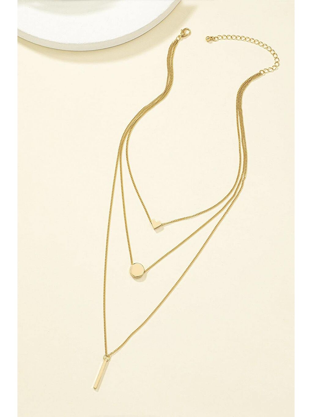 Sarı 3'lü Klasik Kolye Seti-1