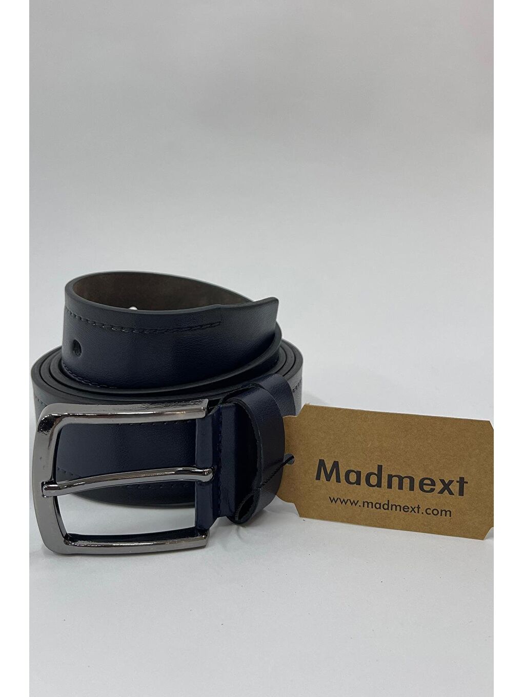 Lacivert Suni Deri Tek Dikişli Düz Erkek Kemer 7222-2