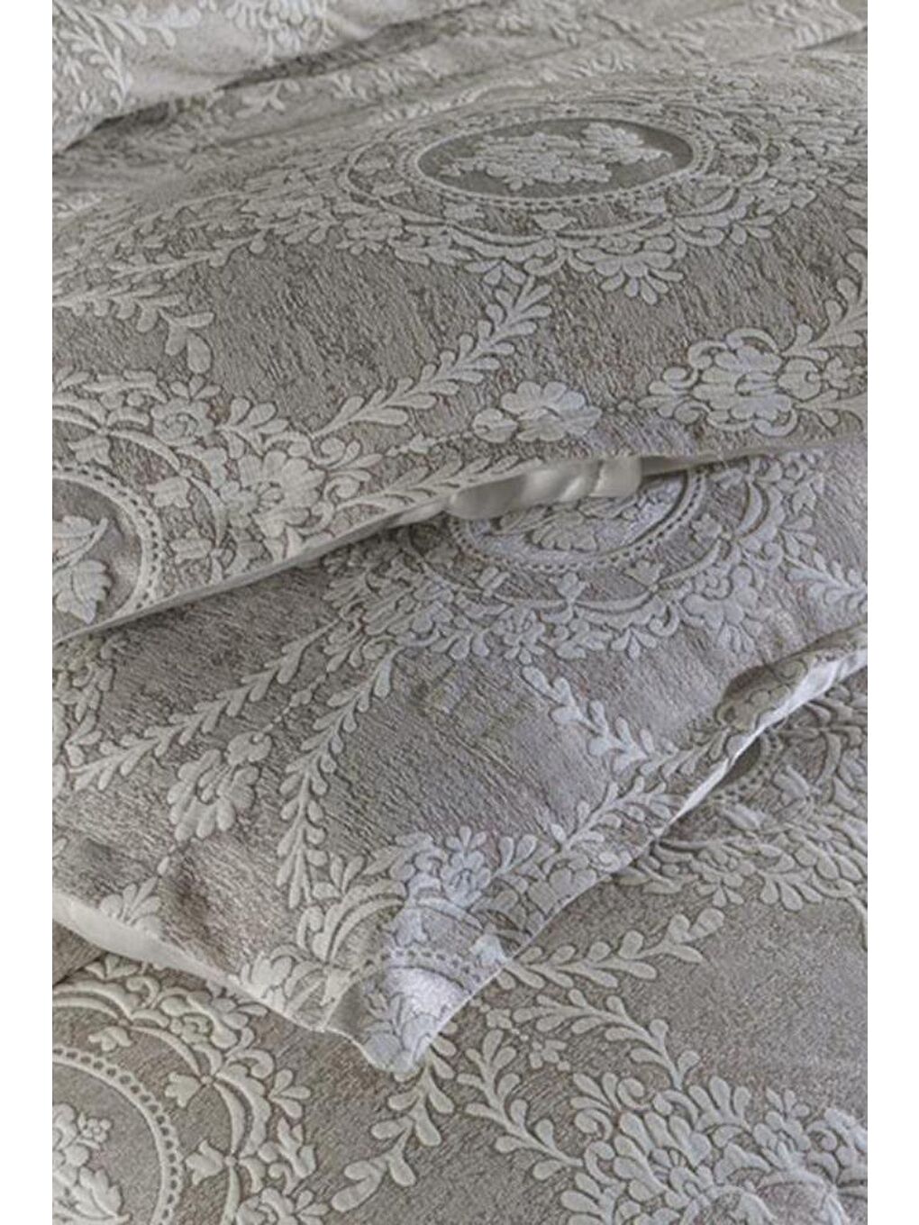 Kahverengi Nisa Tek Kişilik Jakarlı Yatak Örtüsü Cappucino-9