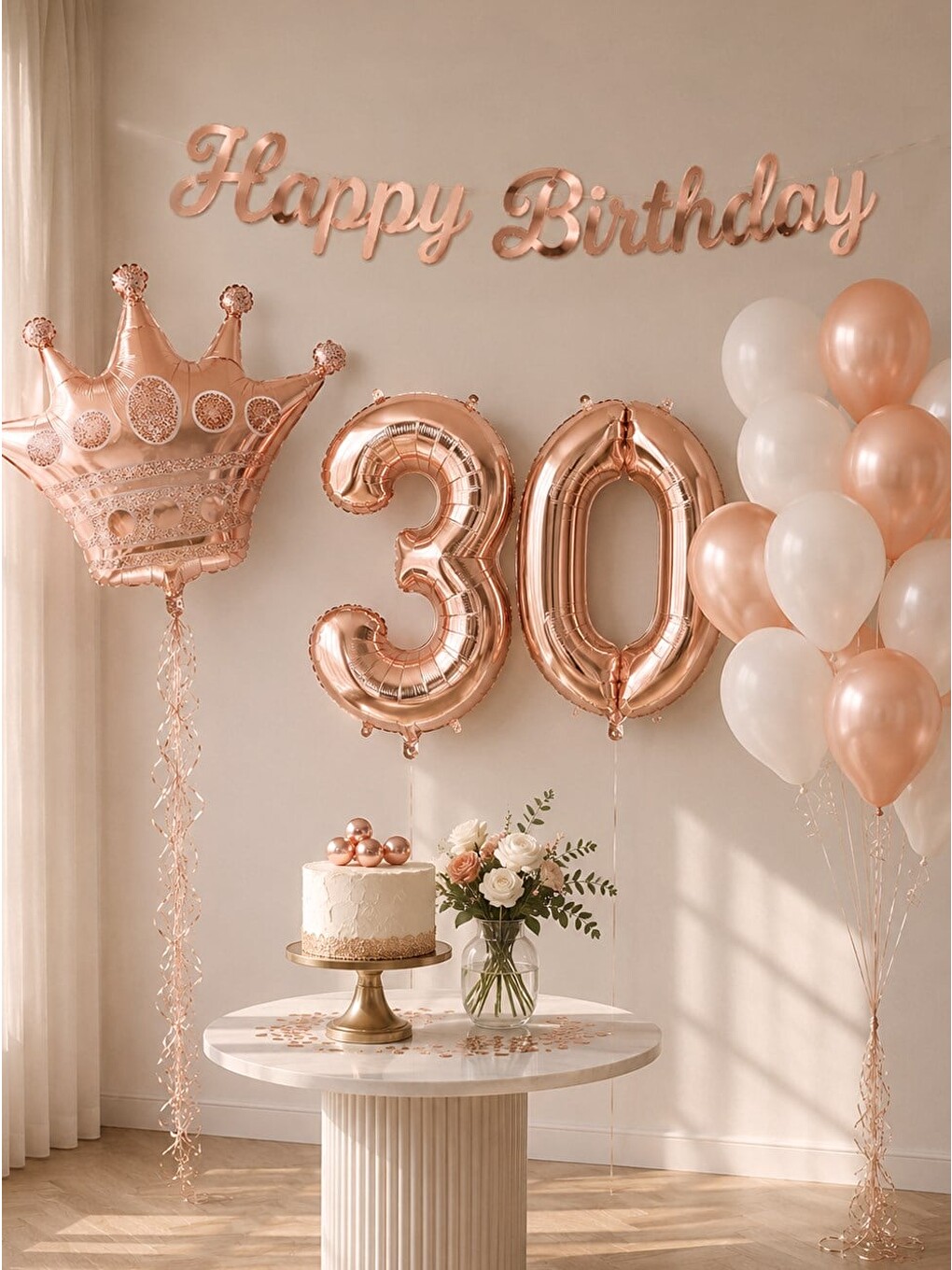 Karışık 30 Yaş Doğum Günü Dekorasyon Seti – Balonlu Parti Seti Rose Gold