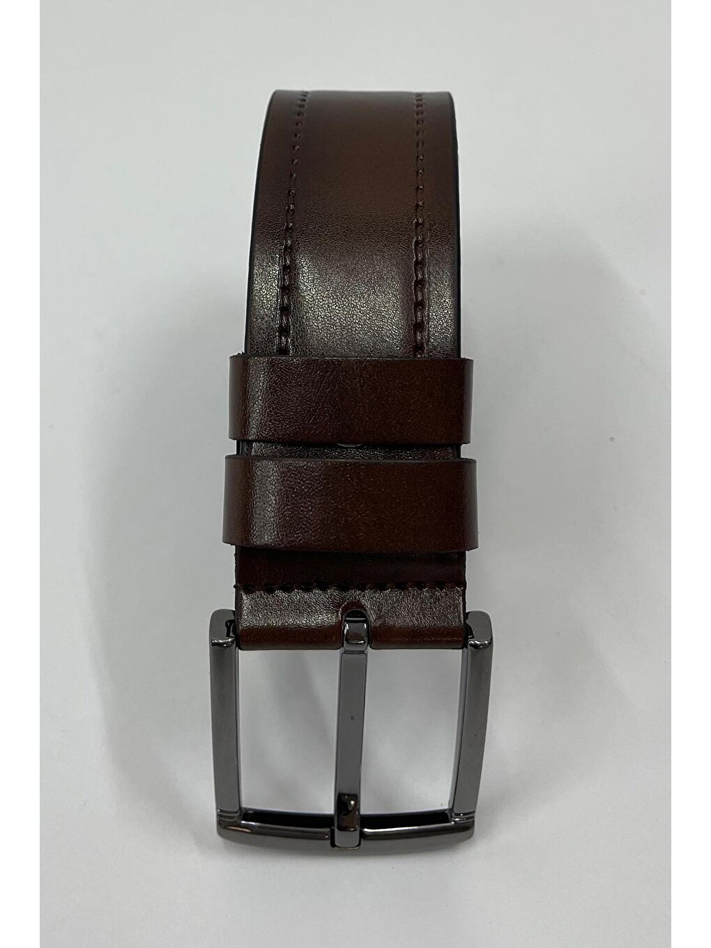 Kahverengi Suni Deri Tek Dikişli Düz Erkek Kemer 7222