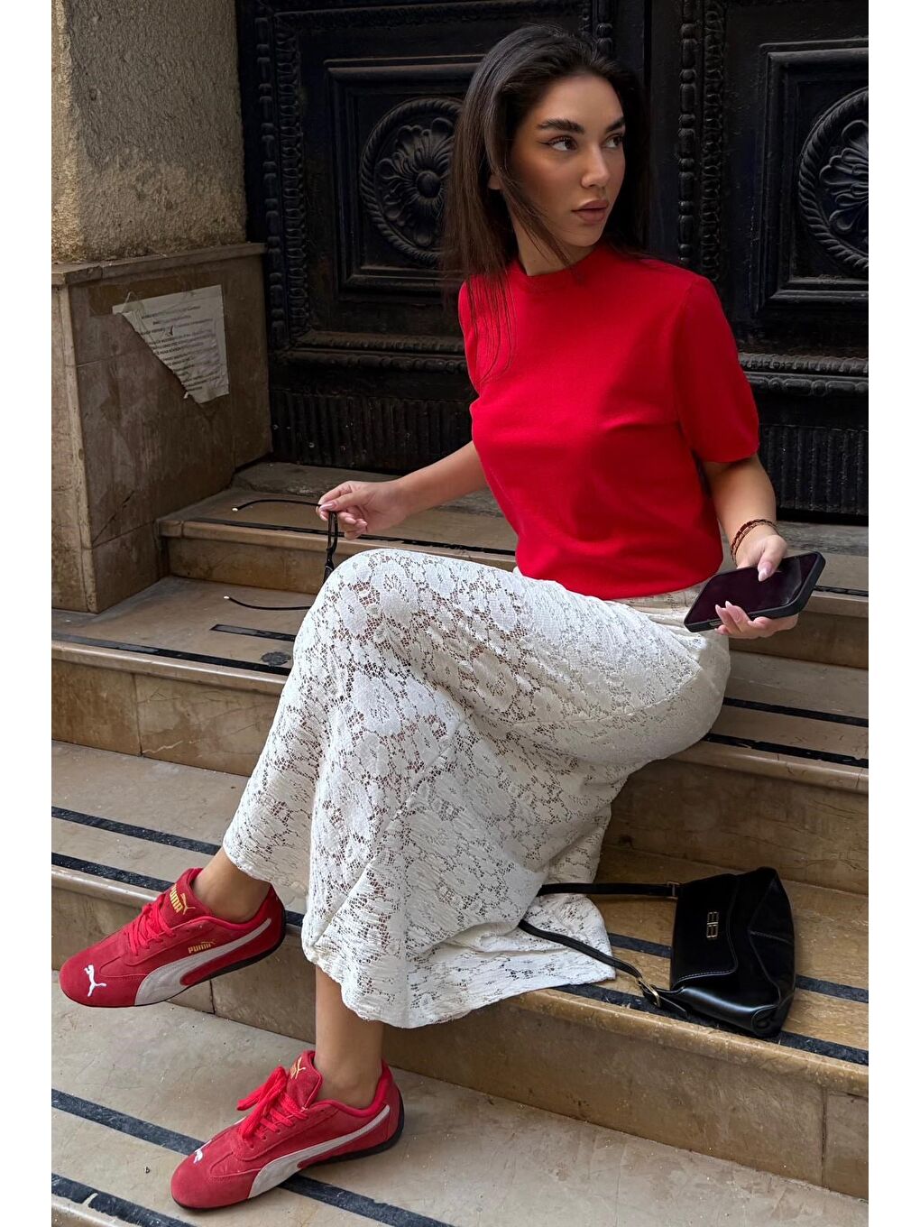 Beyaz Astarlı Dantel Etek Mg2731-1