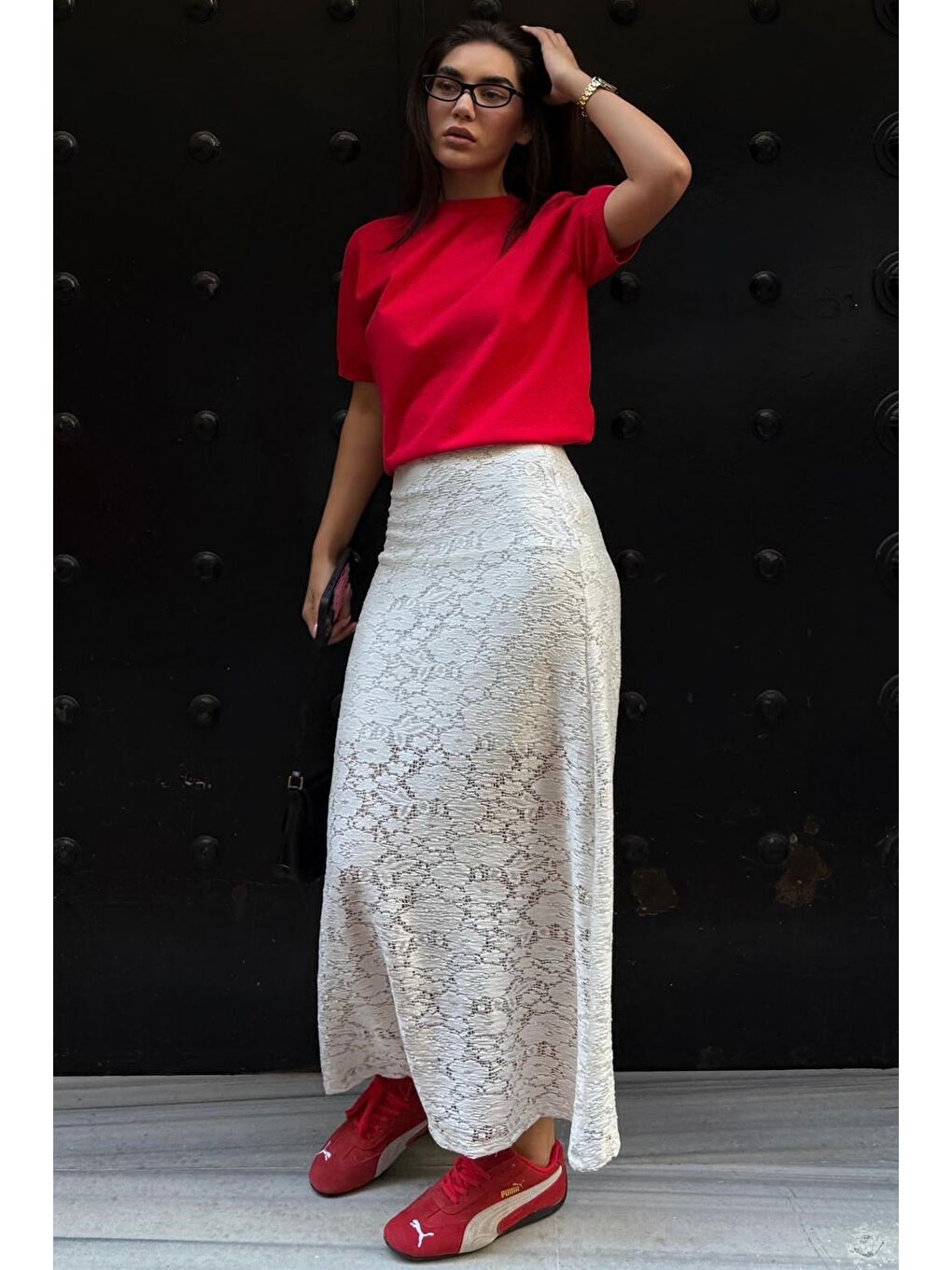 Beyaz Astarlı Dantel Etek Mg2731-2