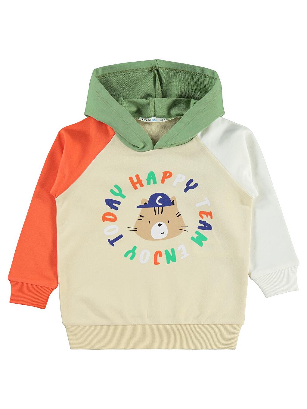 Boys Kapüşonlu Şapkalı Ayıcık Baskılı 2-5 Yaş Eşofman Takımı - Haki 2-3 Yaş-1