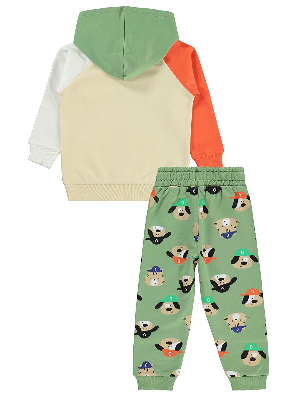 Boys Kapüşonlu Şapkalı Ayıcık Baskılı 2-5 Yaş Eşofman Takımı - Haki 2-3 Yaş-2