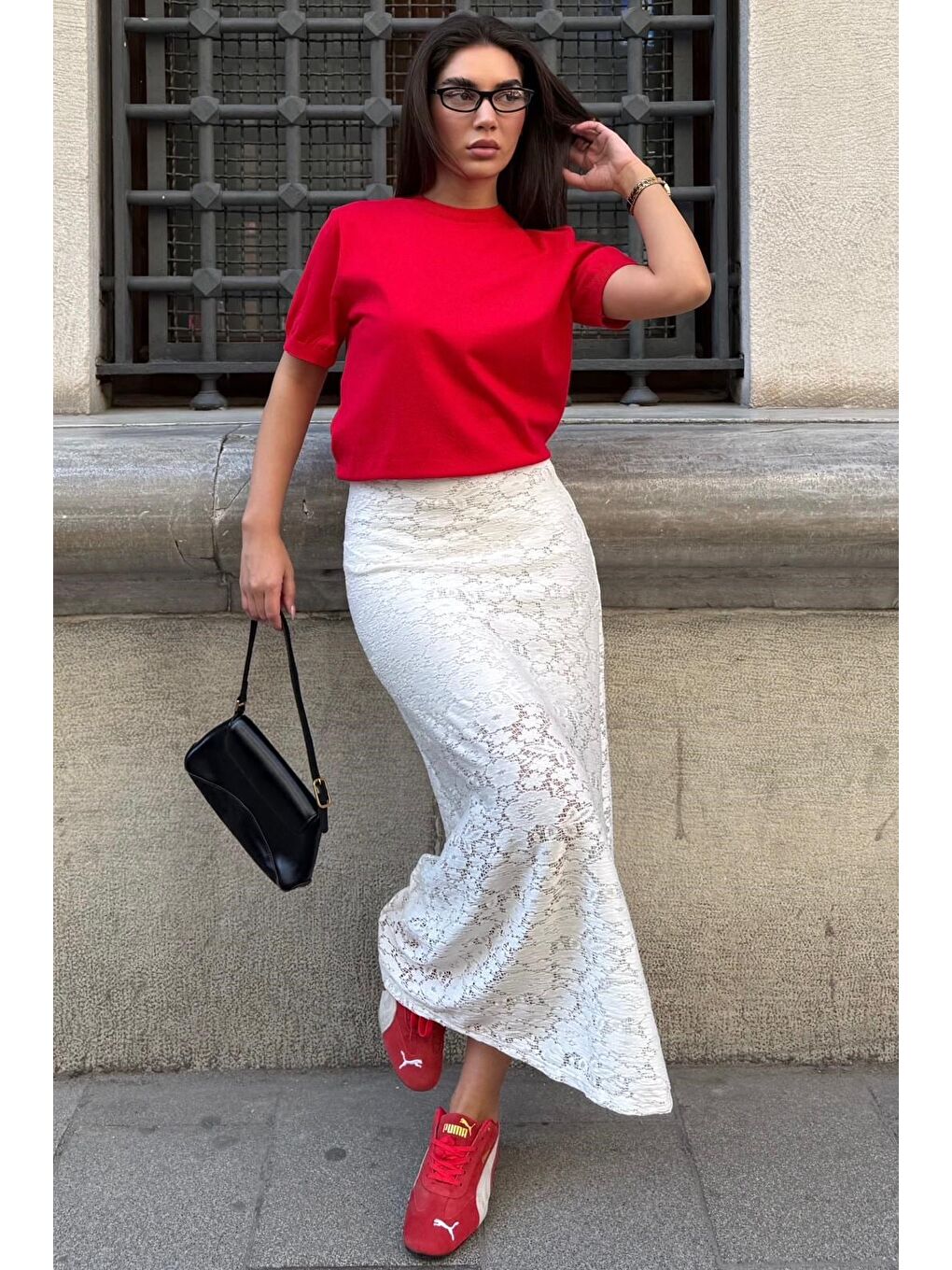 Beyaz Astarlı Dantel Etek Mg2731-3