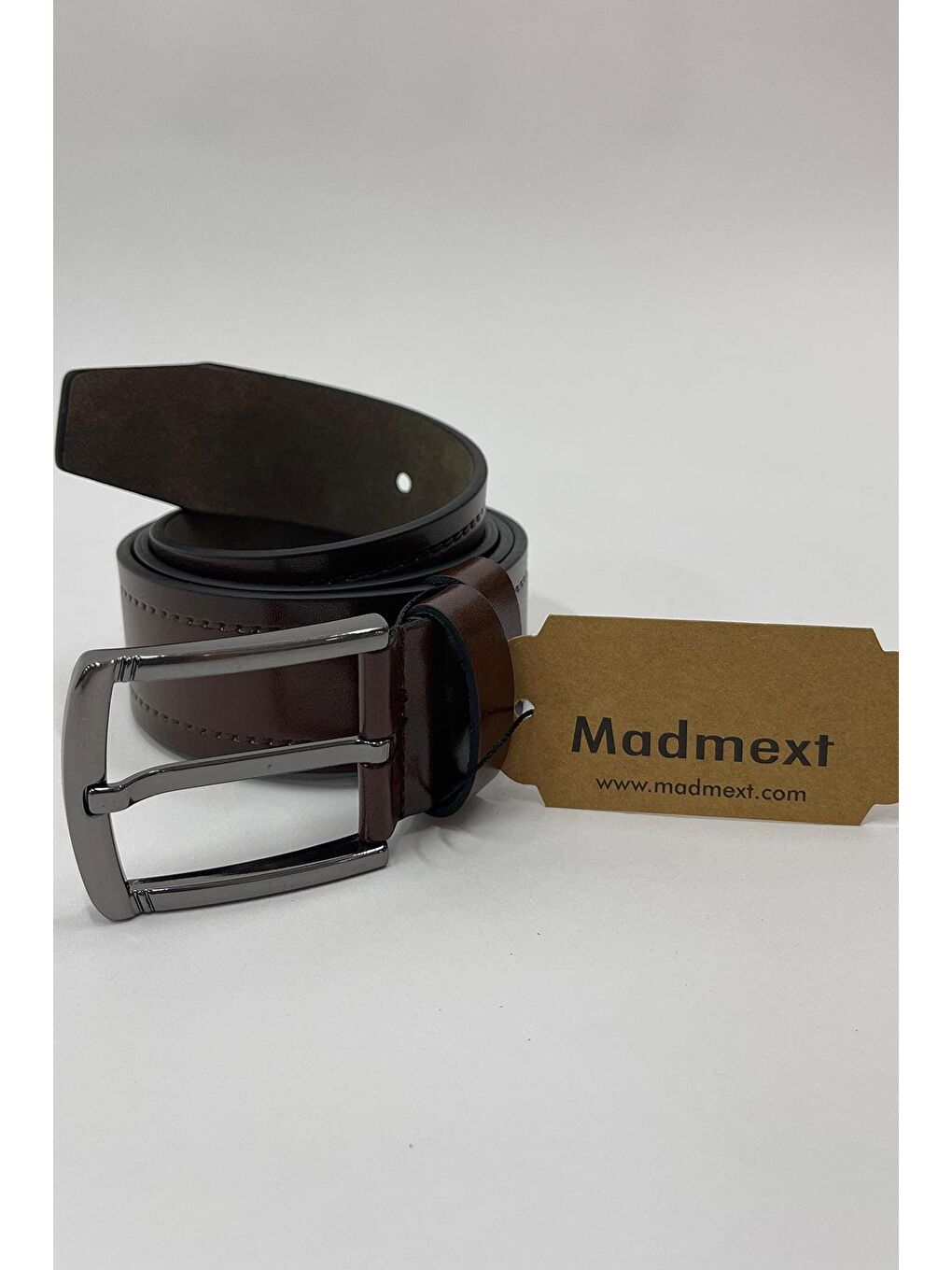 Kahverengi Suni Deri Tek Dikişli Düz Erkek Kemer 7222-2