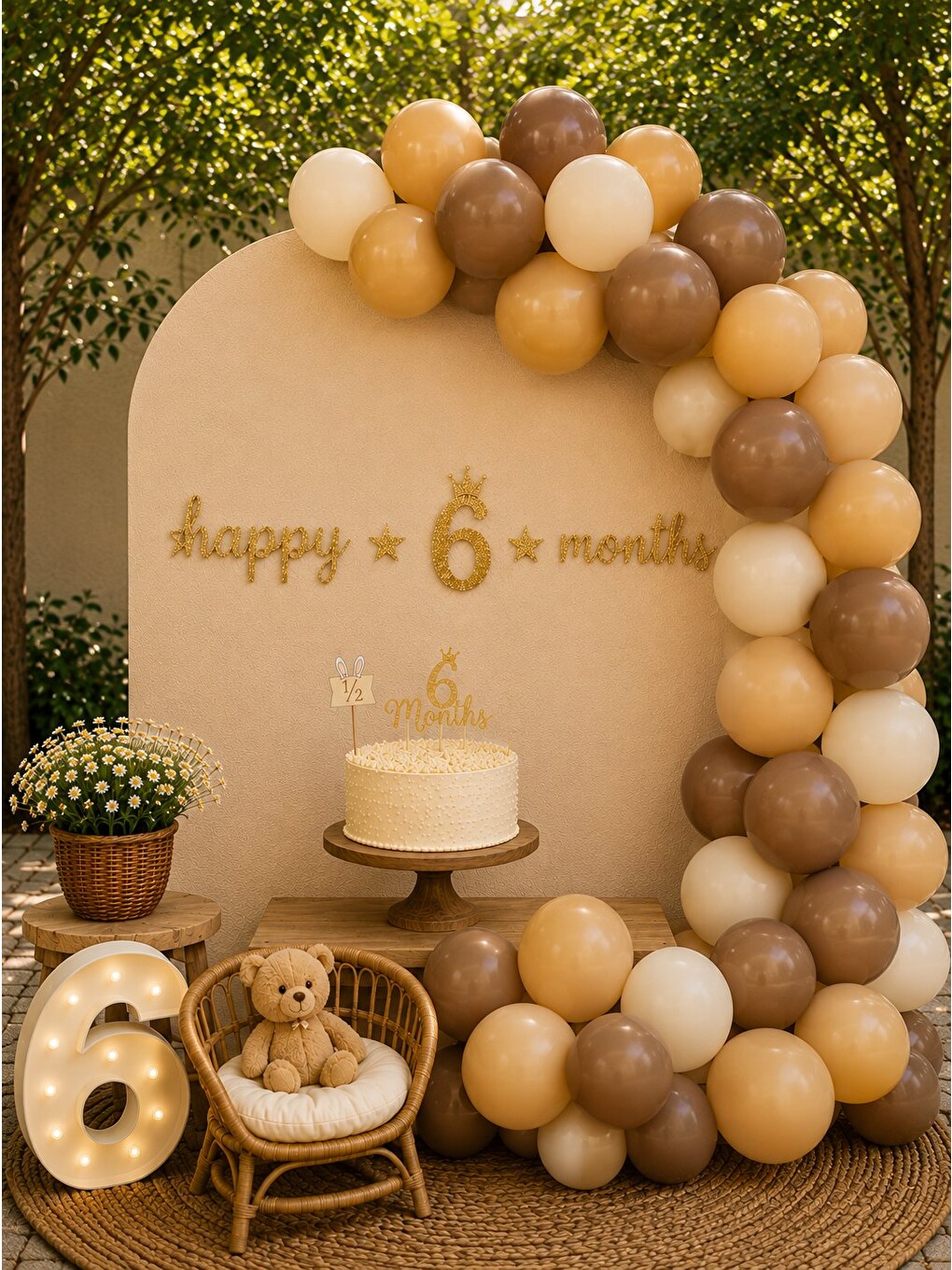 Karışık Retro Kahve Balon Zinciri  – Baby Shower Ve Doğum Günü Süsleri