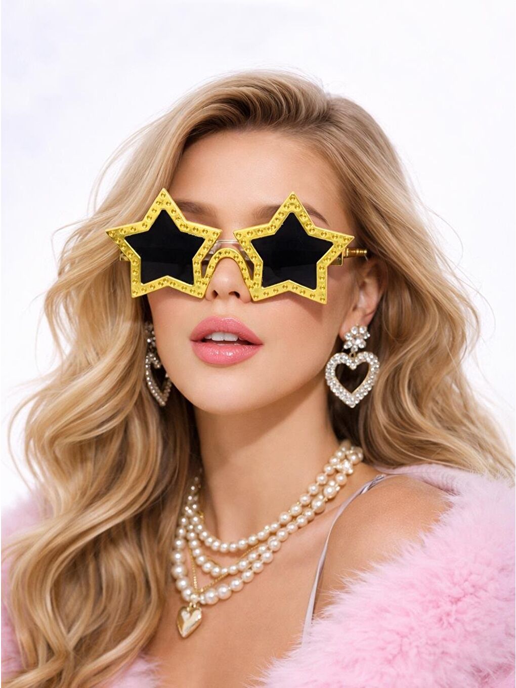 Sarı Yıldız Gözlük Bekarlığa Veda Partisi Yılbaşı Parti Gözlüğü Altın