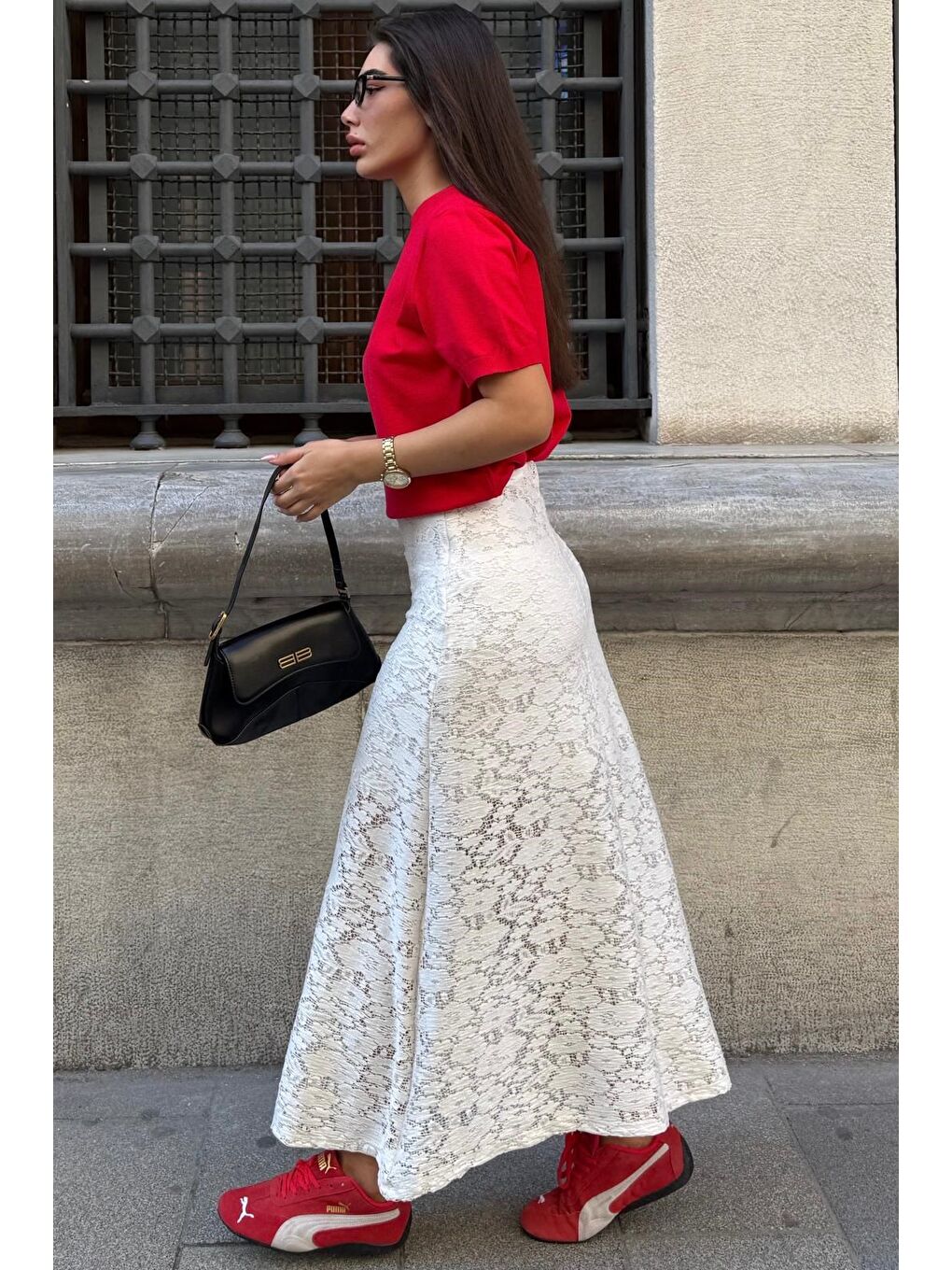 Beyaz Astarlı Dantel Etek Mg2731-5