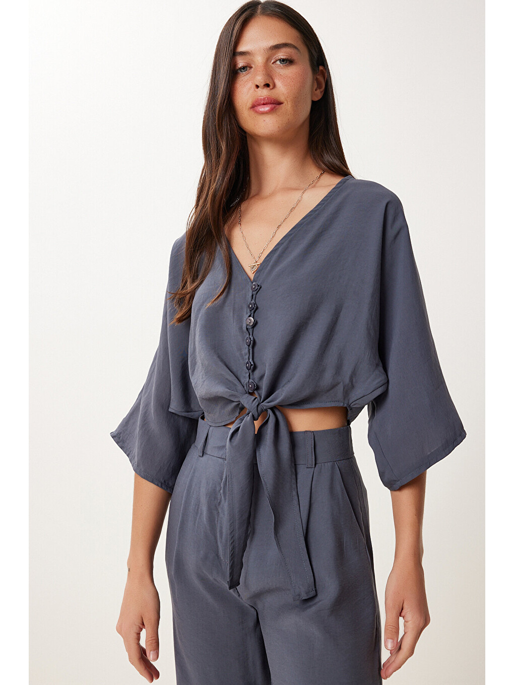 Antrasit Modal Bluz Pantolon Takım ANTRASİT HBV0008-3