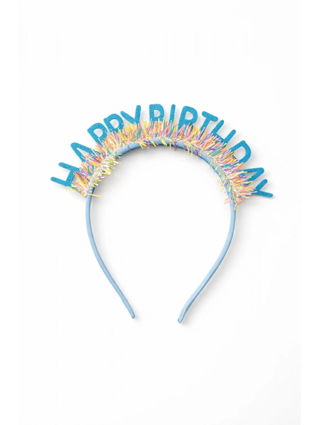 Mavi Saçaklı Happy Birthday Temalı Kız Çocuk Parti Tacı