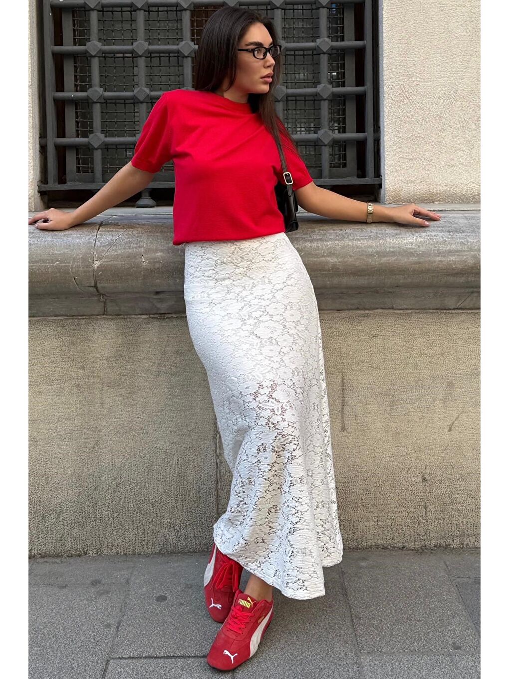 Beyaz Astarlı Dantel Etek Mg2731-6