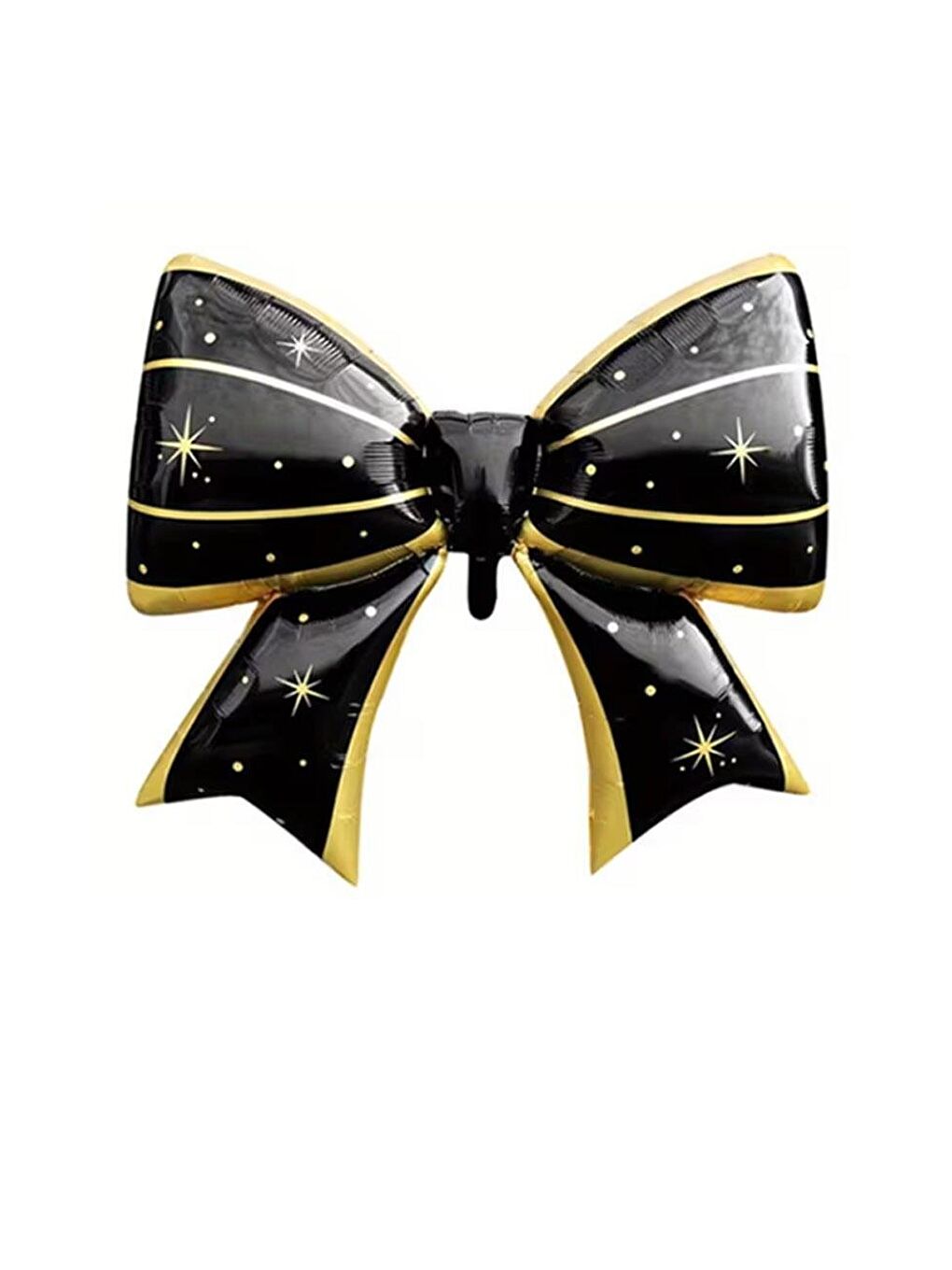 Siyah Gold Yıldızlı Fiyonk Folyo Balon – Parti & Doğum Günü Süslemesi 92 cm-1
