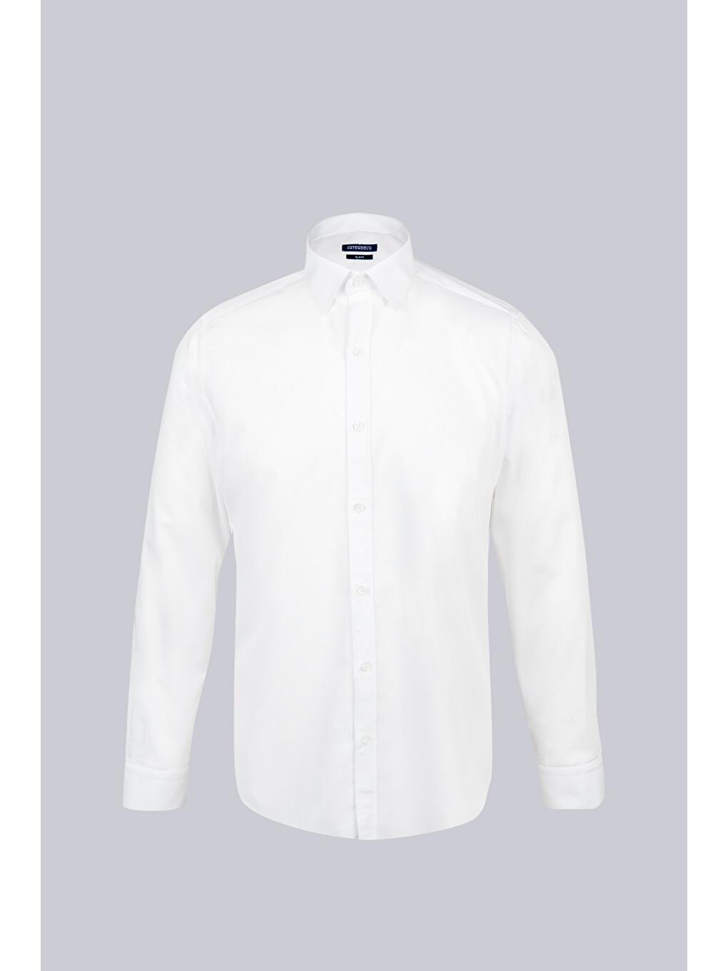 Beyaz Slim Fit Düz Slim Yaka Pamuklu Uzun Kollu Spor Gömlek
