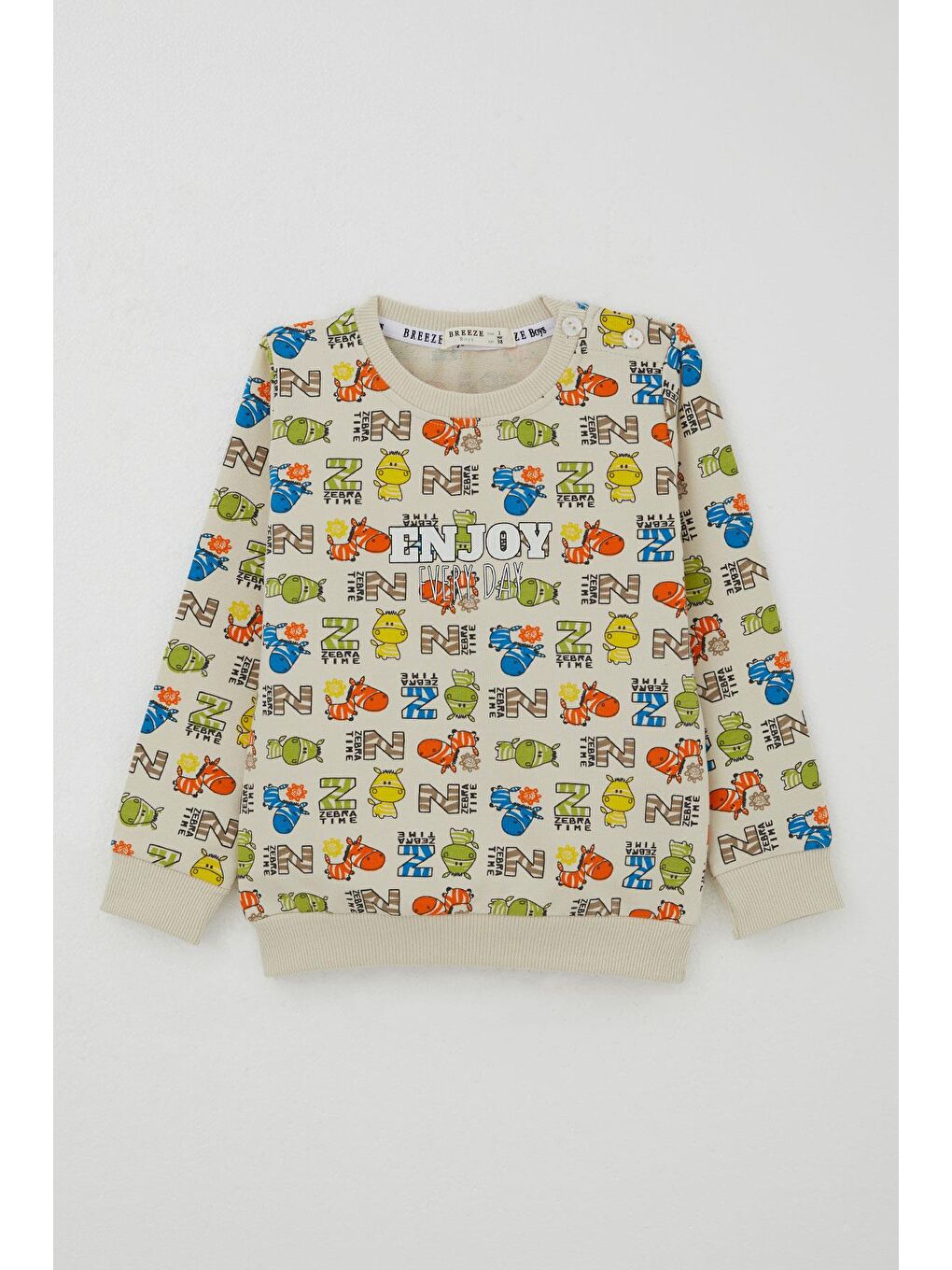 Ekru Erkek Çocuk Eşofman Takımı Zebra Macerası Krem (1.5-5 Yaş)-1