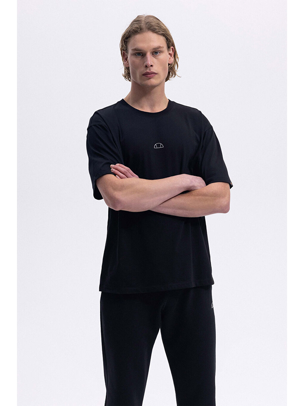 Siyah % 100 Pamuk Regular Fit Bisiklet Yaka T Shirt EM376-BK-1