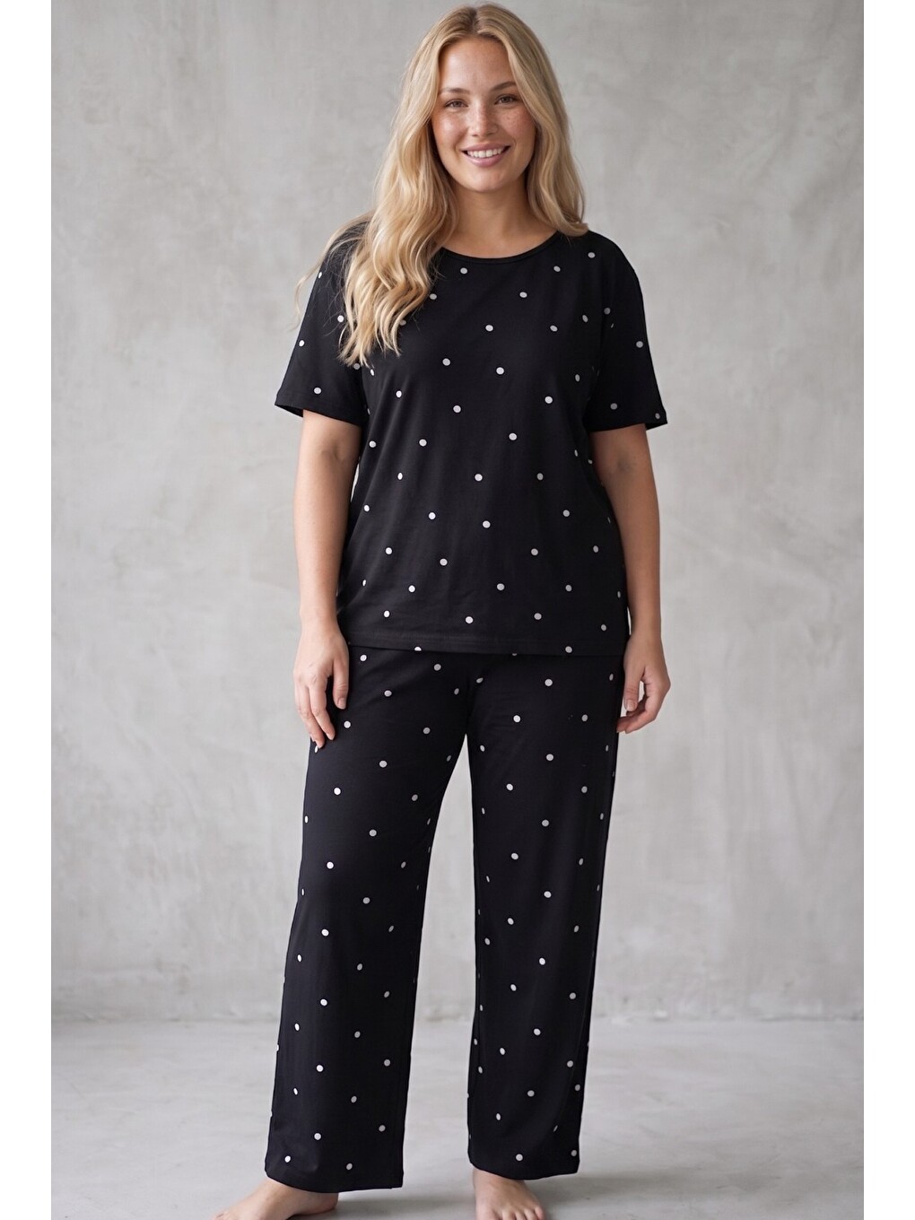 Karışık Büyük Beden Battal Örme Pijama Takım 7614-1