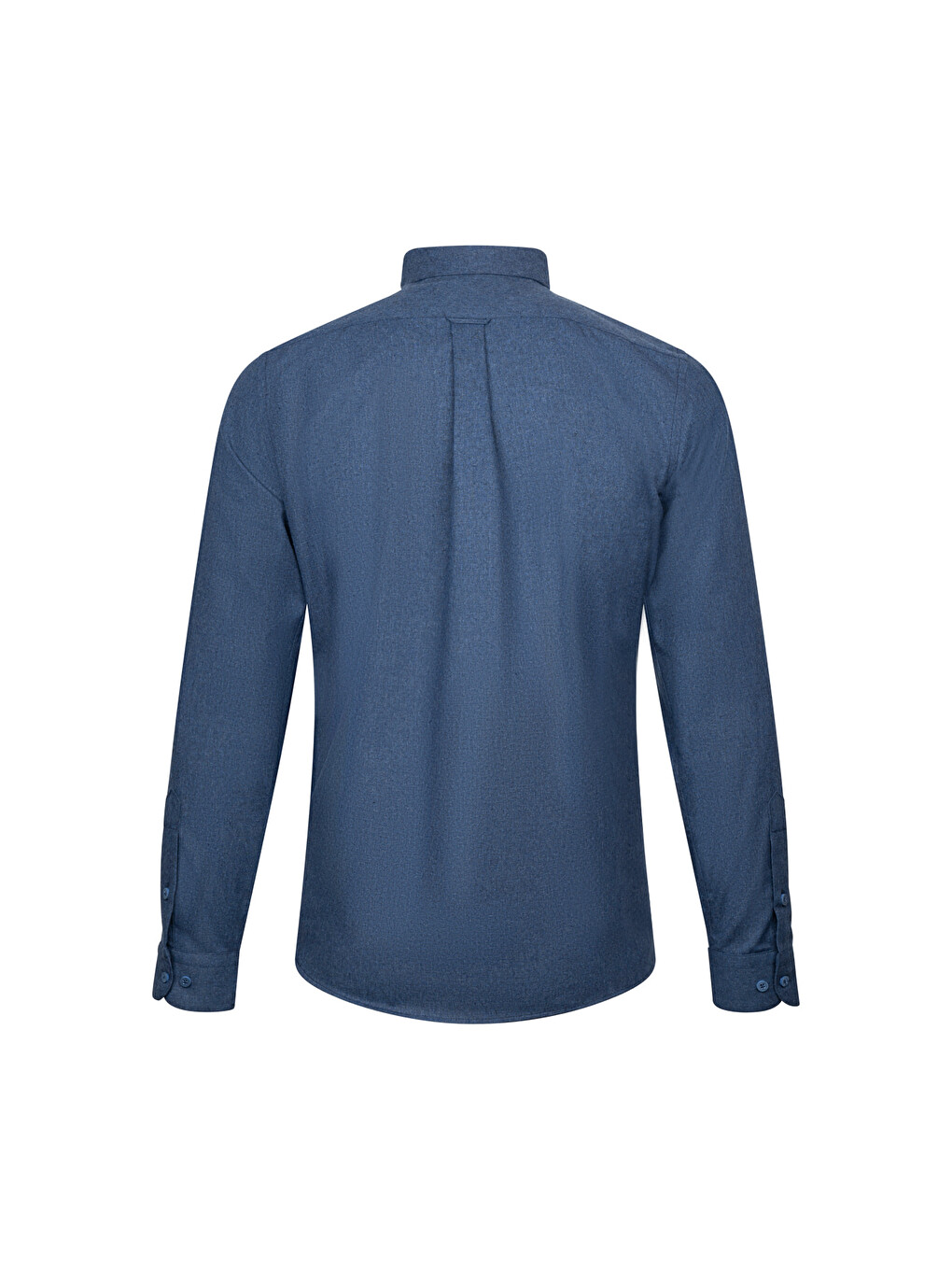 Lacivert Slim Fit Düğmeli Yaka Pamuklu Uzun Kollu Gömlek-1