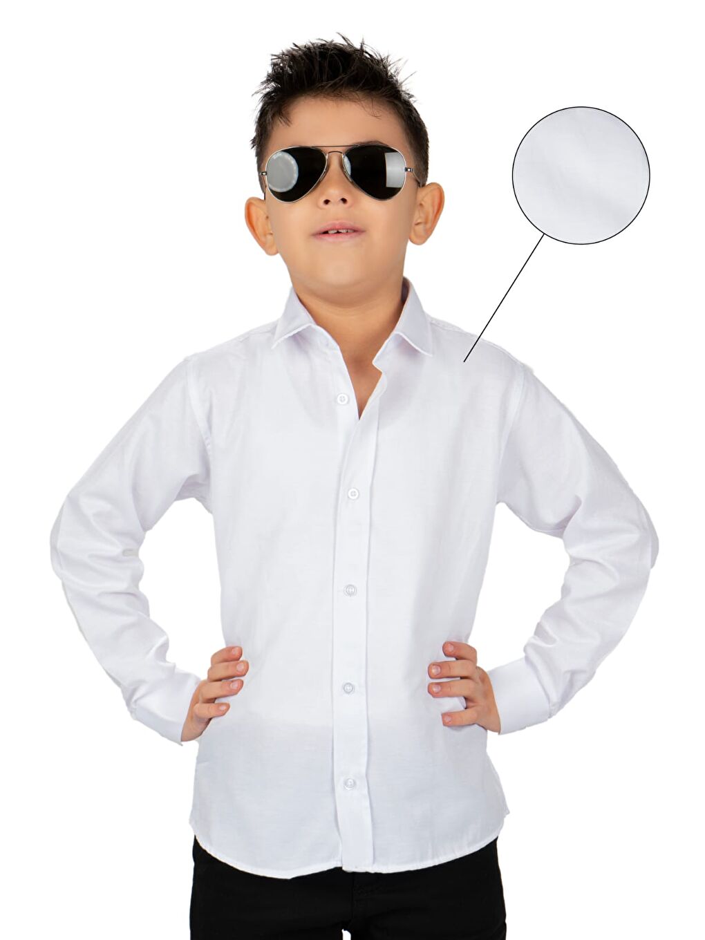 Beyaz Düz Renk Erkek Çocuk Gömlek MNK0575-2