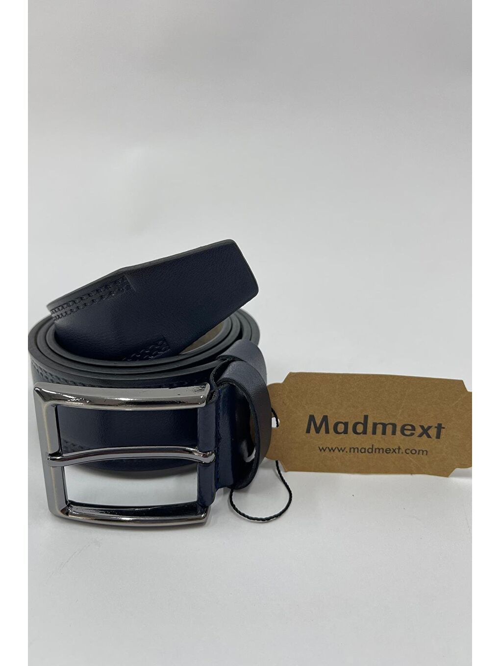 Lacivert Suni Deri Çift Dikişli Düz Erkek Kemer 7221-2