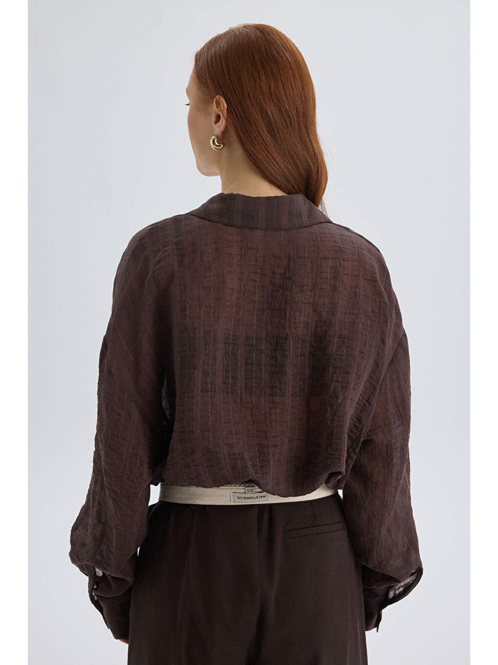 Kahverengi Claps İnce Kahve Kısa Gömlek-4