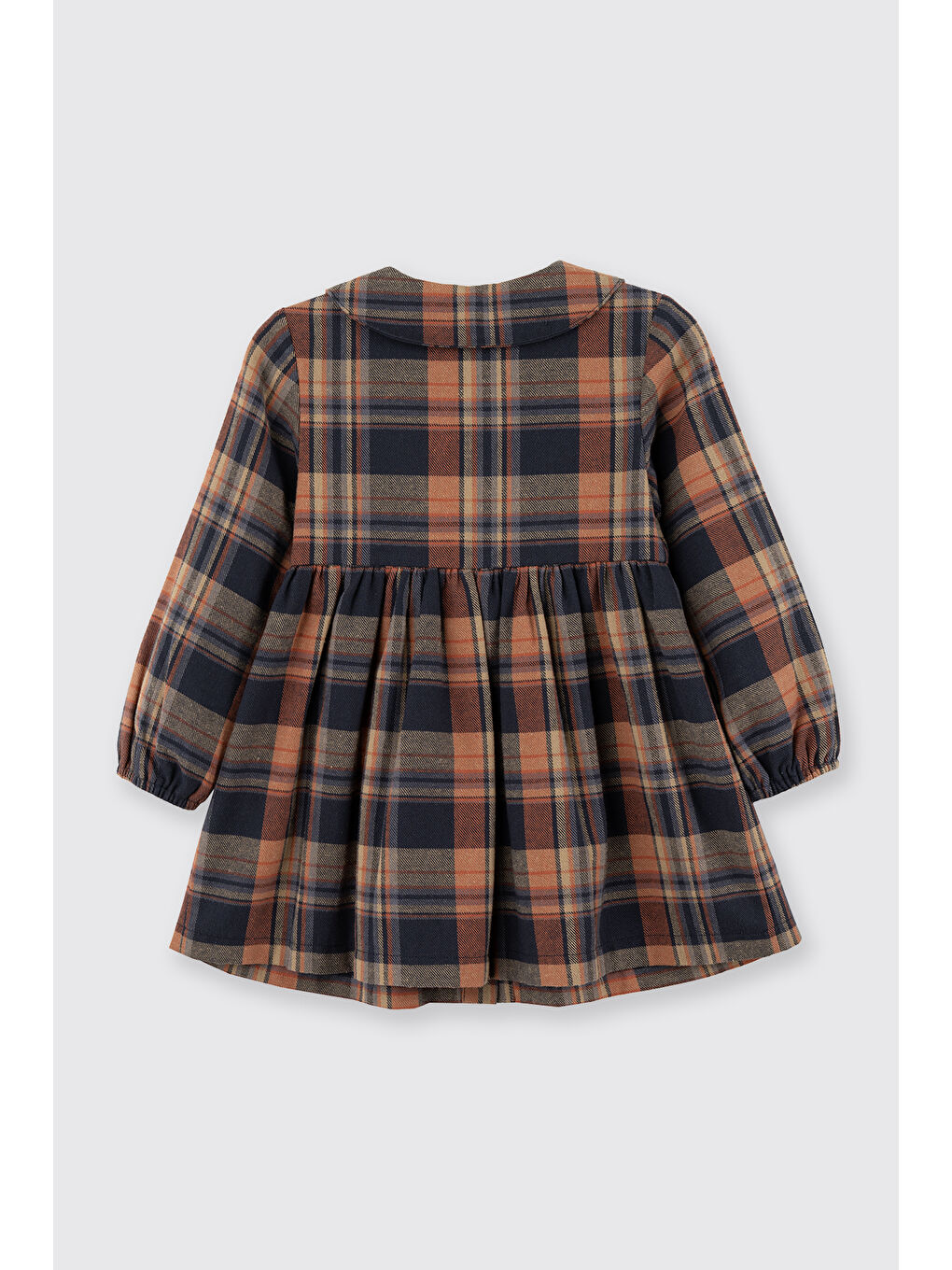 Kız Bebek Ekose Lacivert Elbise-1