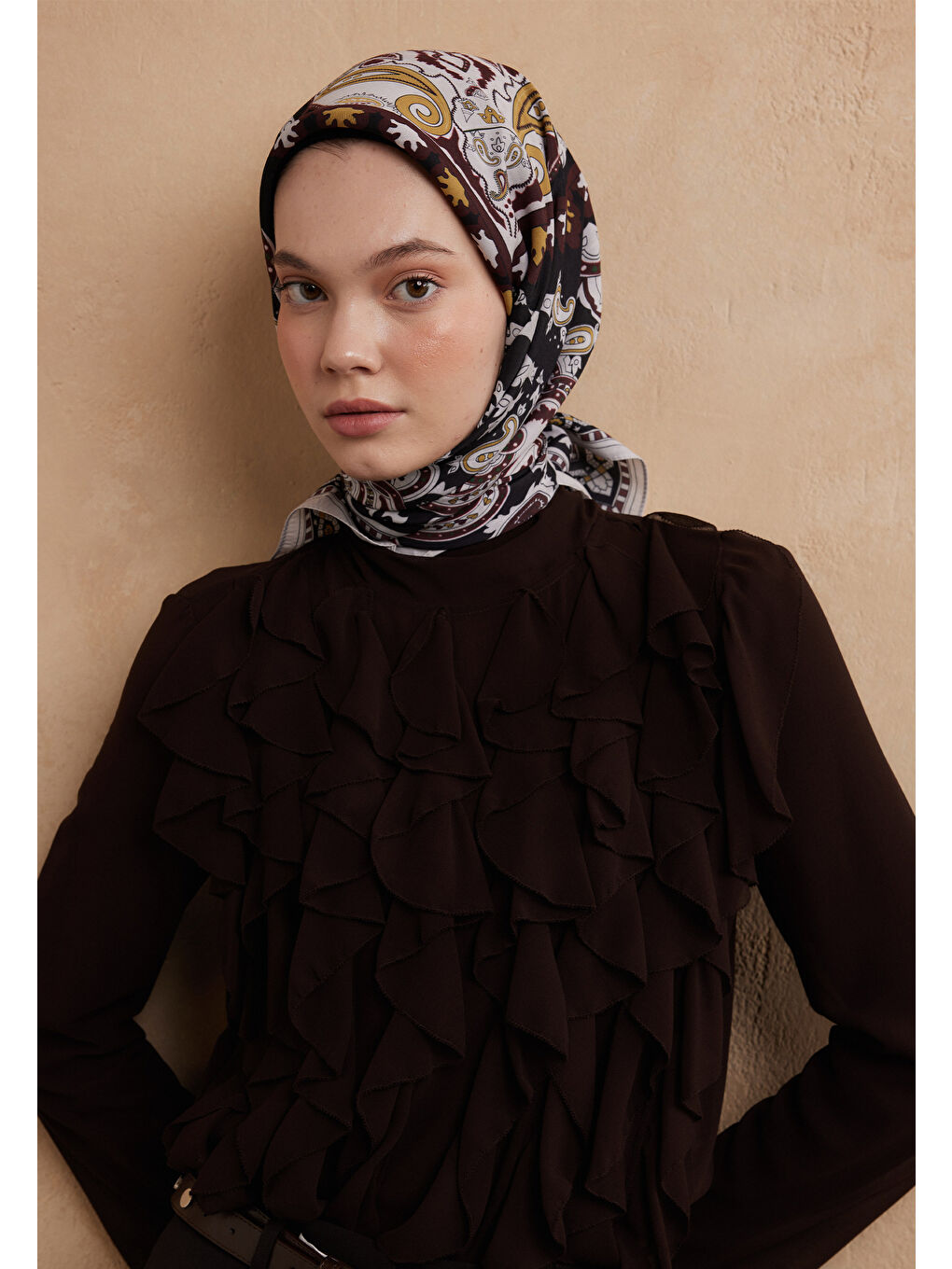 Lena Desen Pamuk İpek Eşarp Siyah-1