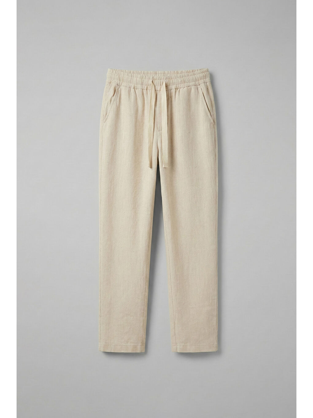 Erkek Baggy Fit Keten Pantolon Bej