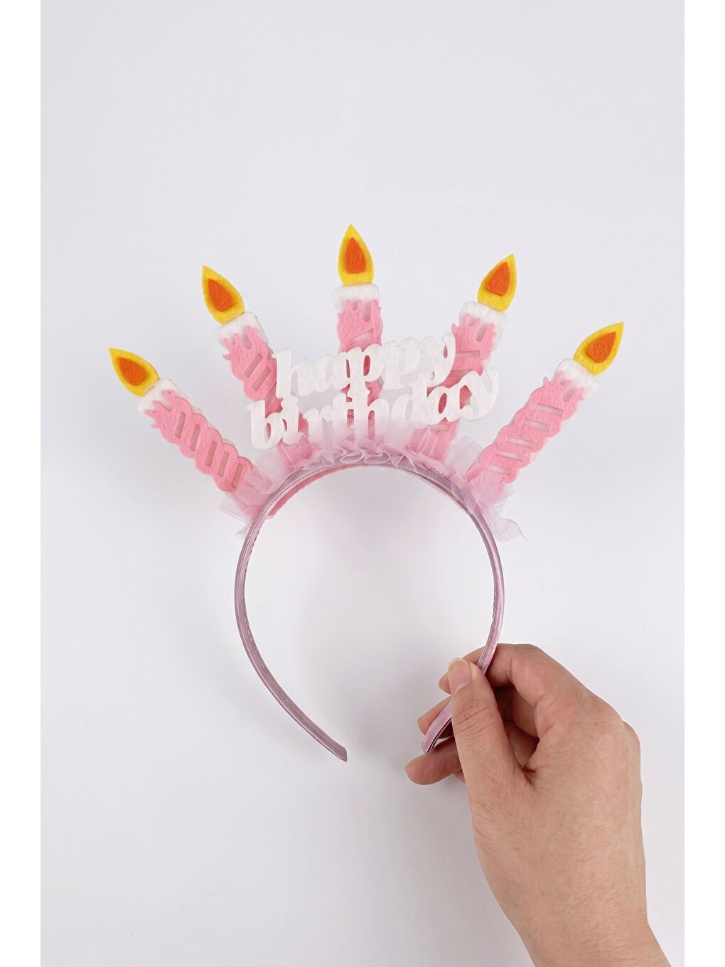 Pembe Mum Temalı Happy Birthday Kız Çocuk Parti Tacı