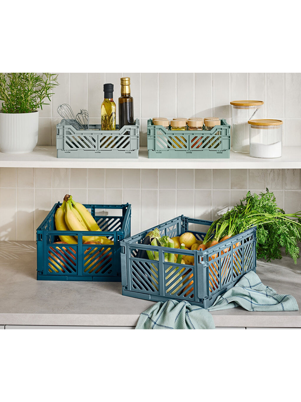 Yeşil 4 Adet Katlanabilir Düzenleyici Sandık