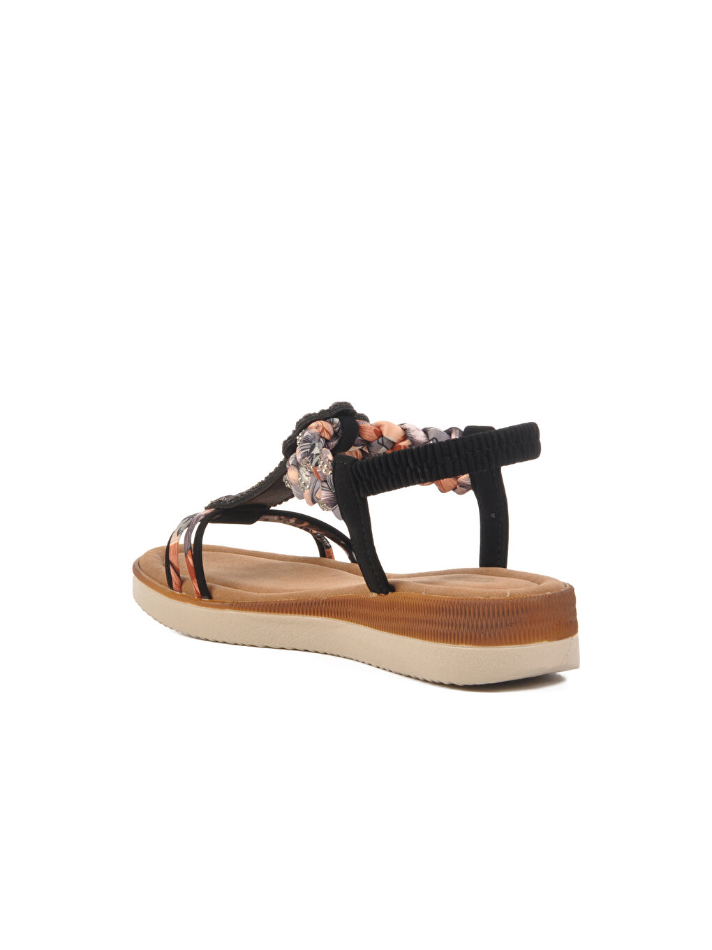 Siyah İşlemeli Hafif İnce Taban Kadın Sandalet 358131 Z-3