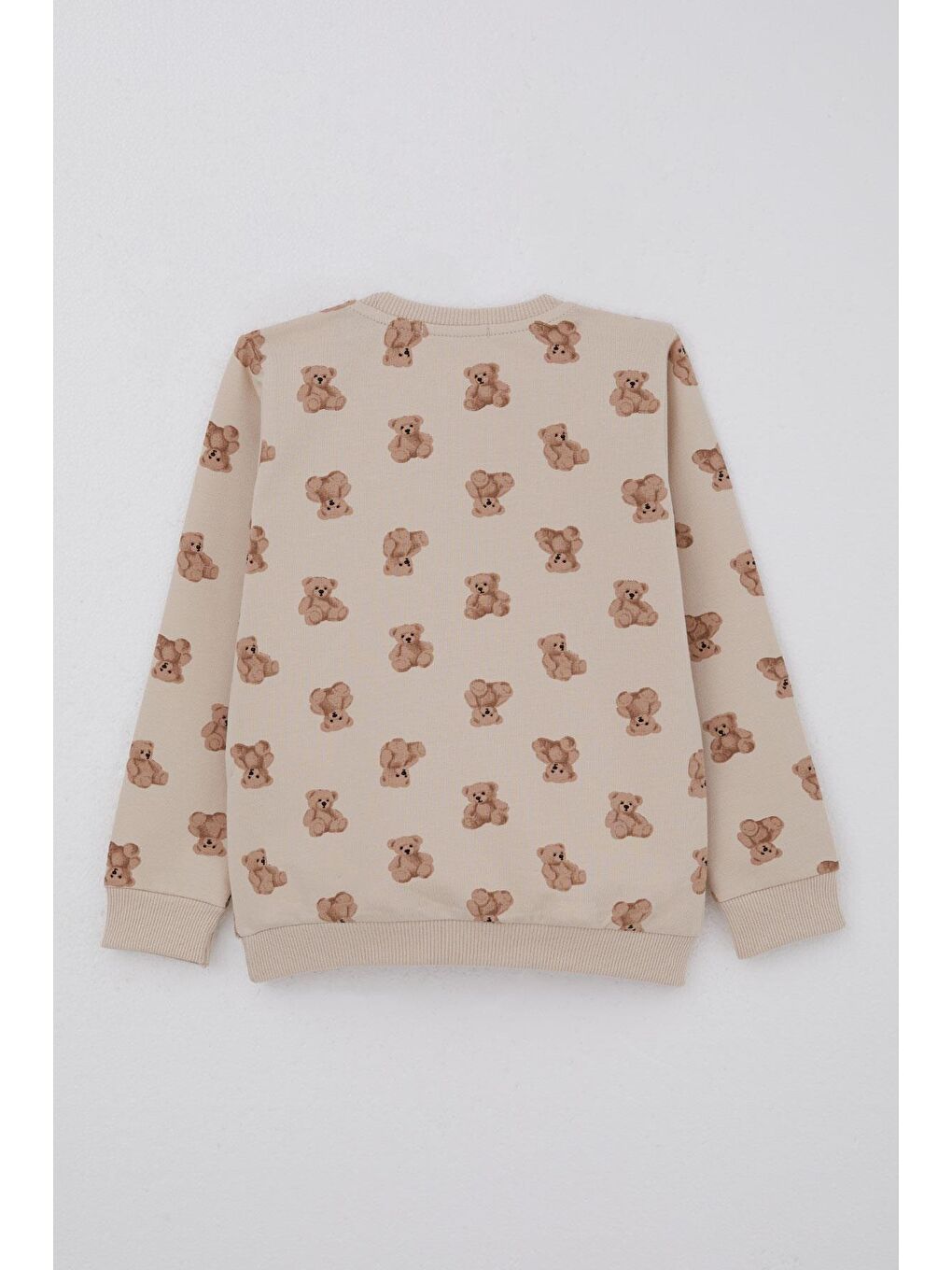 Erkek Bebek Eşofman Takımı Sevimli Ayıcık Desenli Pantolonu Düğme Aksesuarlı Bej (9 Ay-3 Yaş)-3