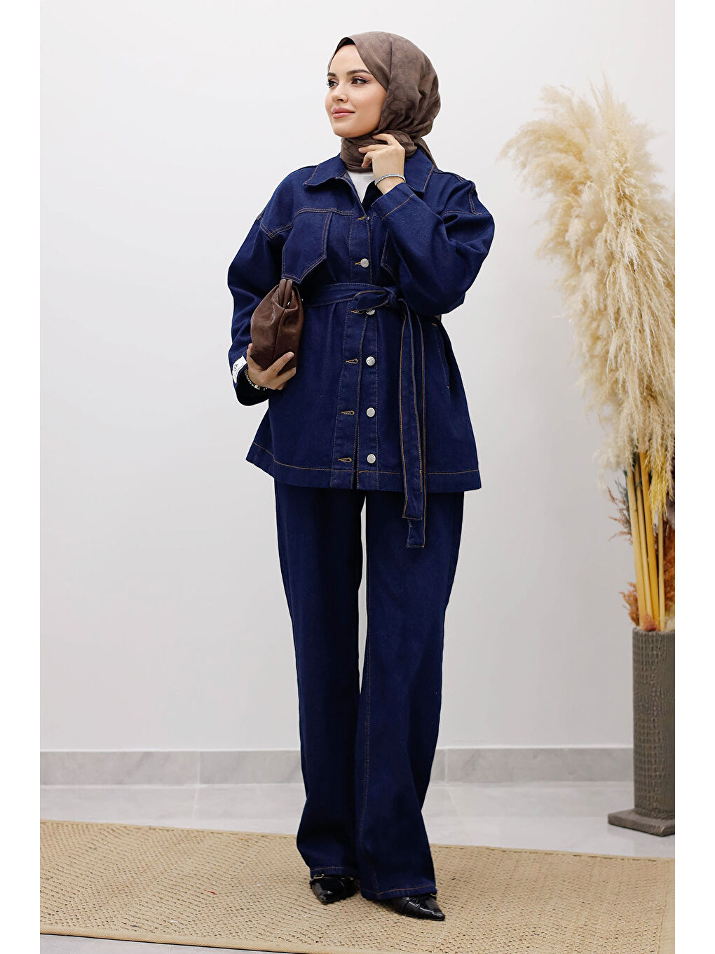 Kemerli Denim Takım TSD250231 Koyu Mavi-2